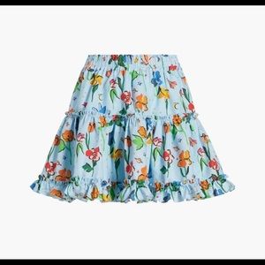 Hill House Paz skirt light blue space floral linen